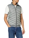 Armani Exchange Men's 100% Down, Front, Elastic Waistband with Logo Vest, Melange Grey/Navy, Medium