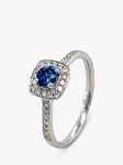 E.W Adams 18ct White Gold Sapphire & Diamond Cocktail Ring, N