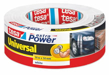 tesa Extra Power Universal - Ruban Adhésif Toilé pour Réparations, Fixation, Regroupement, Étanchéité ou Emballage - Blanc - 50 m x 50 mm