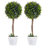 Set of 2 Decorative Artificial Plants Ball Trees with Flower Indoor