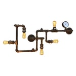 BarcelonaLED Applique Murale / Plafonnier Lampe Vintage Industriel Rétro Bronze Couleur Vieilli Style Pipe Cuivre avec 5 bouchons E27 pour Salon Intérieur Bar Cafétéria Ampoule Edison