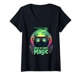 Womens Halloween Brew Up Some Magic Cauldron Forest V-Neck T-Shirt