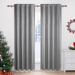 WOLTU 2 x Rideaux Occultants Rideau Opaque avec Ruban Transparent en Velours Thermiques Isolants pour Chambre Salon, Gris 140x245 cm