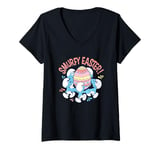 Womens The Smurfs Smurfy Easter Dancing Around Egg V-Neck T-Shirt