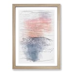 Big Box Art Swiss Mountain Sketch Framed Wall Art Picture Print Ready to Hang, Oak A2 (62 x 45 cm)