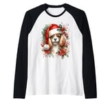 Christmas English Toy Spaniel Dog Watercolor Artwork Raglan Baseball Tee