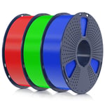 Filament PLA+ 1.75mm 3KG,Neatly Wound,Filament pour Imprimante 3D,Filament PLA Plus Résistant,Precisione Dimensionale+/-0.02mm,Bobina da 1kg (2.2 LBS) Bleu+Vert+Rouge