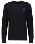 GANT Men's Cotton Texture C-neck Sweater , Black,L