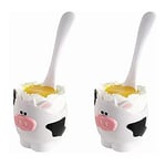 Joie Kitchen Gadgets 067742-670007 Cow Egg Cups 2 pc Set, Plastic, White