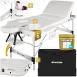 TecTake® Table de Massage Pliante Professionnelle 3 Zones Aluminium Cosmetique Lit de Massage Table Esthetique Tatouage Portable avec Appuie-tête Amovible Repose Bras, Housse de Transport Incluse