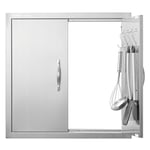 VEVOR Porte d'Accès pour Barbecue, Double Porte de Cuisine Extérieure 61x61 cm, Porte Encastrée en INOX Réversible, Double Paroi avec Poignées et Crochets, pour Îlot de Barbecue, Placard Extérieure