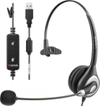 Casque Usb Avec Micro Antibruit Et Commandes Audio, Casque Professionnel Pour Ordinateur Portable, Casque Usb Pour Maison, Bureau, Centre D'Appel, Skype, Zoom Webinar, Chat Clair, Super Léger