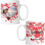 Purple Print House Home & Kitchen Happy Valentines Heart Mug - Personalised Valentines Day Gift Ideas For Him or Her - Add a Photo, White, One Size