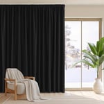 PONY DANCE Rideau Salon - Lot de 1 Rideau Occultant Thermiques Draperies Grand Double Rideaux Isolants Anti Froid Rideau Chambre Fille Garçons Enfant Adulte, Noir, 300 x 260 cm