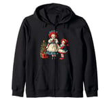 Raggedy Ann Dolls and a Small Christmas Tree Zip Hoodie