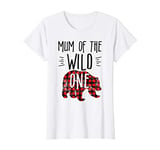 Womens Mum of the Wild One Buffalo Plaid Lumberjack 1st Birthday T-Shirt