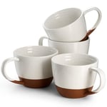 DOWAN Coffee Mugs Set of 4-18oz/530ml Large Ceramic Mugs Set - Tea & Hot Chocolate Cups with Large Handle - Speckled & Reactive Glaze Wide-Mouthed Mug - Great Gift - Alabaster White