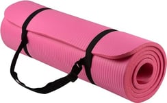 Signature Fitness Tapis de yoga extra épais haute densité anti-déchirure avec sangle de transport Rose 1,27 cm