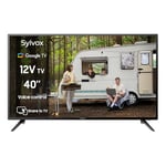 SYLVOX Smart Google TV 40 Pouces 1080P Full HD, rétroéclairage ELED, Angle de Vision de 178°, 1080P 60Hz| DVB-C/T2/S2,12V Téléviseur pour la Maison, la Cuisine,Le Camping-Car,Télécommande Vocale