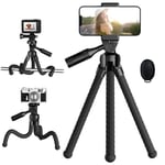 Avaspot Phone Tripod, Flexible Camera Tripod with Wireless Remote, 360°Rotating Portable Mini Tripod Mount for Cellphones Sports Camera for Video Recording Selfies