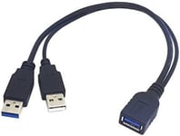 Câble Répartiteur Usb 3.0 Type A Mâle Vers Double Usb Femelle 1 À 2 Y Câble De Synchronisation De Données Câble De Charge (Un Seul Côté Pour Le Chargement) Usb3.0 1F/2M