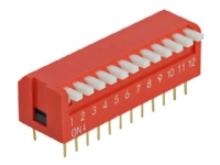 Delock DIP flip switch piano 12-digit 2.54 mm pitch THT vertical - DIP-switch - röd (paket om 2)