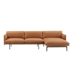 Muuto - Outline Sofa Chaise Longue Right / Black Base Refine Leather Cognac - Soffor - Anderssen & Voll