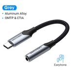 Vention Type C vers 3,5 Jack Écouteur USB-C Type C vers 3,5 mm Casque Adaptateur AUX Câble Audio pour Huawei P40 P30 Pro Xiaomi 10 Nouveau, Gris BGJHA- 10cm