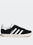 adidas Originals Older Unisex Gazelle Trainers - Black/White, Black/White, Size 3 Older