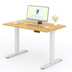 FLEXISPOT 2 Moteurs Bureau Assis Debout 120x60 Une Pièce, Bureau Debout électrique avec Panneau à Fonctions Mémoires, Bureau Réglable en Hauteur Électrique, Charge 100kg, Blanc+Érable