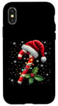 Coque pour iPhone X/XS Chapeau de Père Noël en sucre d'orge de Noël pour garçons et filles