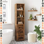 Tall Bathroom Cabinet Storage Unit Rustic Slim Tallboy Cupboard Door Shelves NEW