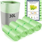 80 x 30 Litre Bin Bags, 8Gallon/30L Food Waste Bags 4 Roll Caddy Bin Liners f..