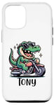 Coque pour iPhone 12/12 Pro Tony Fun Alligator Design moto pour garçon Nom Tony