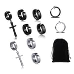 10 st Cross Ear Clip Titanstål Män Rock Style Clip On Hoop örhängen Individuellt packade Lätt och trendigt örhänge