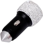 Lifcausal - Chargeur de voiture Bling Diamond Adaptateur de voiture double usb Décorations de voiture en cristal strass faites à la main