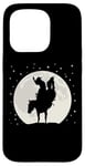 Coque pour iPhone 15 Pro Bronco et cavalier dans la nuit au clair de lune