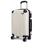 Kono Valise Grande Taille Rigide e Légère ABS Valise de Voyage à roulettes Valises Beige, L (74cm - 105L)