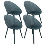 Lot de 4 chaises de terrasse en plastique bleu canard  Oviala