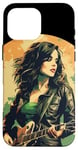 Coque pour iPhone 16 Pro Max Cool Irish Rock Girl avec guitare électrique pour garçons et filles