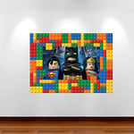 Batman Superman Lego Bricks Full Multi Colour Wall Art Sticker Decal Mural Children's Bedroom Transfer Graphic Print