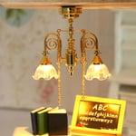 1:12 Dockhus Miniatyr LED-taklampa Ljuskrona Droplight Gold