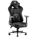 Diablo X-Player 2.0 Chaise Gaming Fauteuil de Gamer de Bureau Accoudoirs 3D Tissu Skaï Oreiller Cousin Lombaire (Noir-Noir, S)