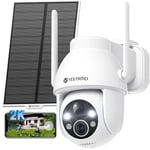 YESYAMO 360° PTZ Solar Security Camera Outdoor Wireless, 2K QHD Solar Camera Rechargeable Battery Operated, CCTV Camera with PIR Human Detection, 2.4Ghz WiFi Camera, Sound&Light Alarm, Work with Alexa