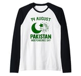 Pakistani Independence Day 14 August Vintage Pakistan Flag Raglan Baseball Tee