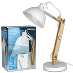 GRUNDIG Lampe de table avec pied en bois et abat-jour en métal 07029 871125207029 Blanc