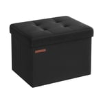 Banc de Rangement Pliable de 41 cm, Coffre de Rangement, Tabouret Repose-Pieds, Pouf de Chambre, Noir Pur