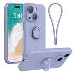 Galful Coque iPhone 14 avec Anneau Support à 360°,Antichoc TPU Bracelet Housse pour iPhone 14 Etui de Silicone Antichoc Bague Coque Support Magnétique Béquille Fonction Etui,Gris