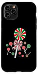 Coque pour iPhone 11 Pro Noeud menthe poivrée de Noël coquette sucre d'orge de Noël