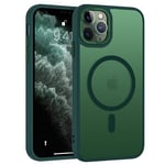 BENTOBEN Magnetic Case for iPhone 11 Pro Max [Compatible with Magsafe], Translucent Matte Back Anti-yellow Slim Soft TPU Shockproof Women Men Protective Cover for iPhone 11 Pro Max, Dark Green